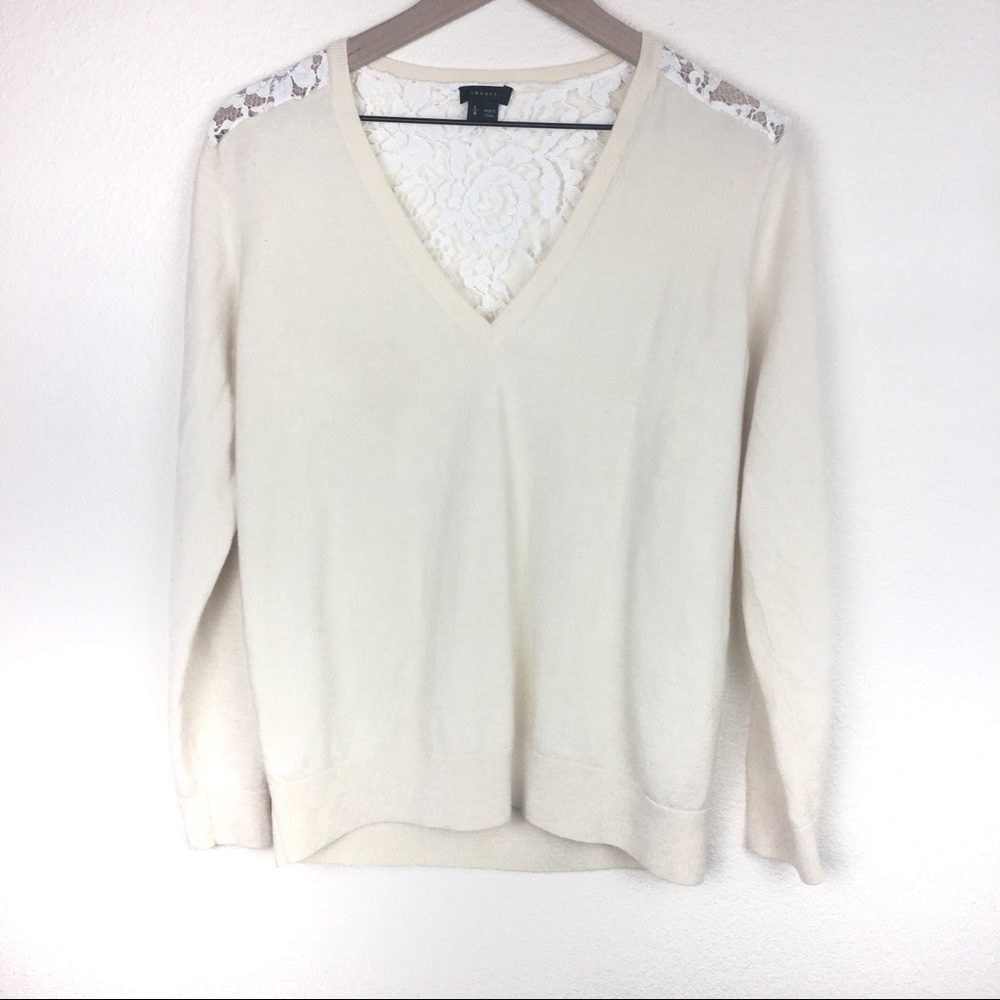 Theory Long Sleeve Sweater With Lace Back